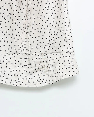 Scarf tie polka dot drape blouse