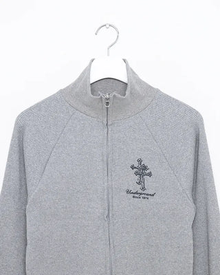 High-neck gothic double-zip hoodie