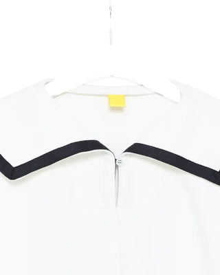 Sailor collar slit button sweatshirt