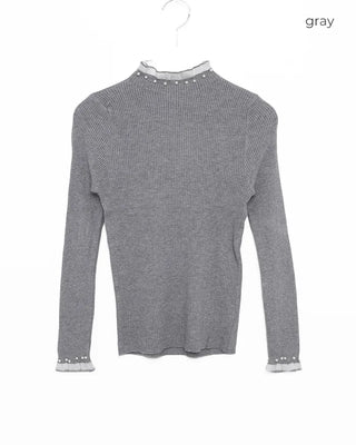 Pearl lace detail knit