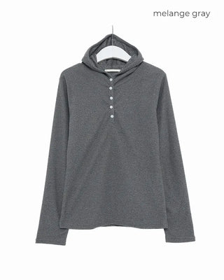Button-detail fleece hoodie