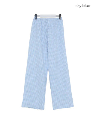Gingham check cotton pants