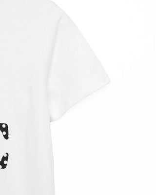 Multi-dot flower lettering half T-shirt