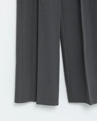 High-waisted, two-pleat, button-down wide-leg trousers
