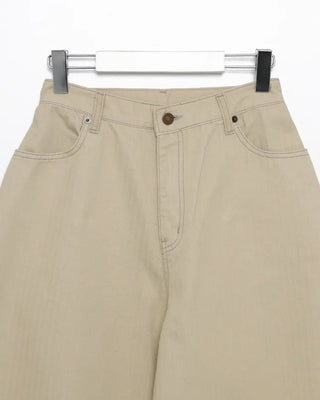 Cross-stitch flap pocket striped cotton pants