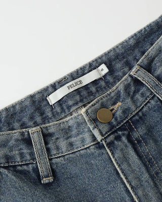 (ORIGINAL) Double Unique Seam Wide Denim Pants