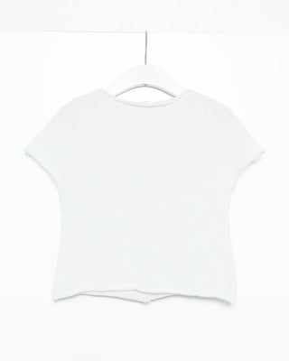 Shell button short-sleeved cardigan