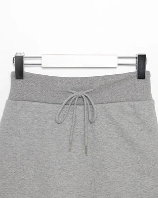 Wide-waisted ribbed sweatshirt mini skirt