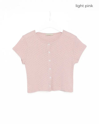 Flower punched short-sleeved cardigan