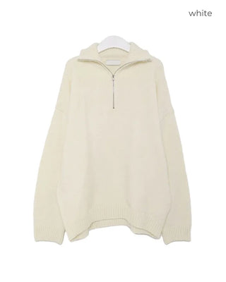 Half-neck zip-up knit
