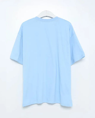 (Unisex) Two-tone lettering half-sleeve T-shirt