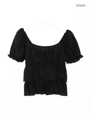 Tiered puff-sleeve blouse