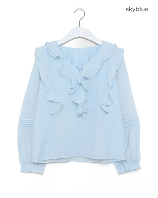 Frilled ribbon blouse