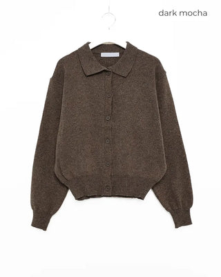 Colored neck knit cardigan