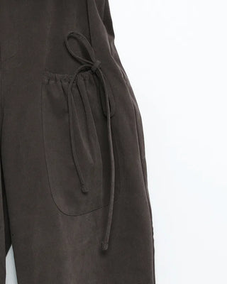 Gathered Belt Set Unique Pocket Peach Cotton Pants
