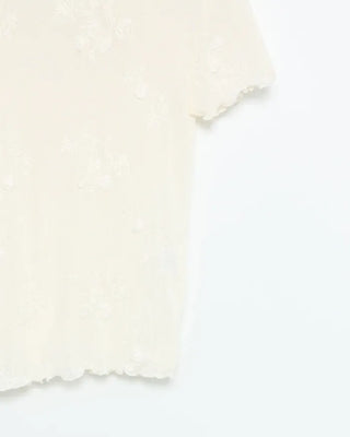 Flower Sheer Scallop Short Sleeve T-Shirt