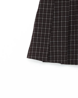 Checked pleated midi skirt