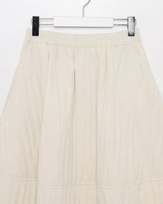 Elastic waist flared long skirt