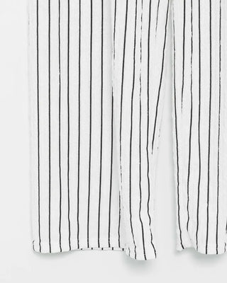 Striped string point wide-leg pants with elastic waistband