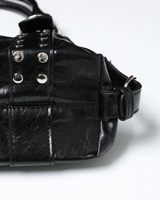 Double rivet belt leather tote bag