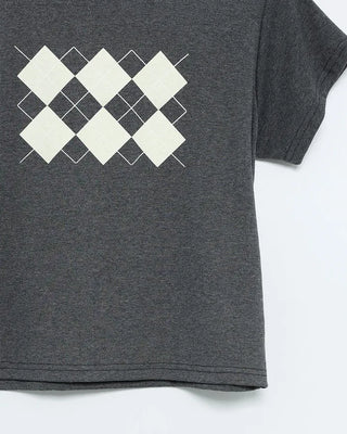 Argyle print short-sleeve T-shirt