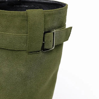 Belted suede long boots