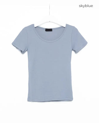 Jewel Neck Modal Half T-Shirt