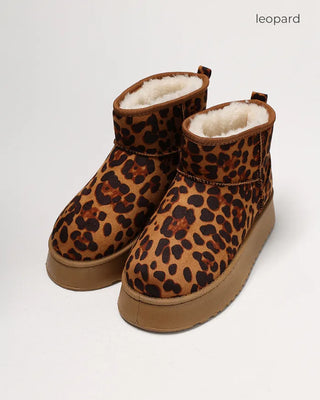 Inner fleece ankle-cut high-sole sheepskin boots