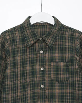 One-pocket semi-cropped tartan check shirt