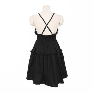 Black sleeveless mini dress