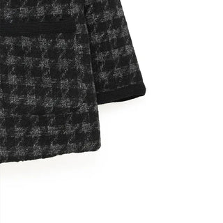 Houndstooth check V-neck jacket