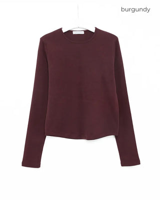Round hem cotton long t-shirt