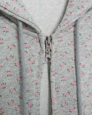 Mini Flower Double Zip Sweatshirt Hoodie