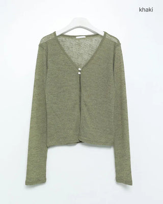 Two-button sheer cardigan