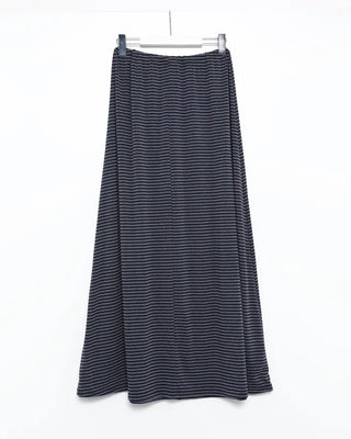 Striped elastic waist long skirt