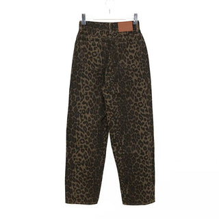 Leopard print denim pants