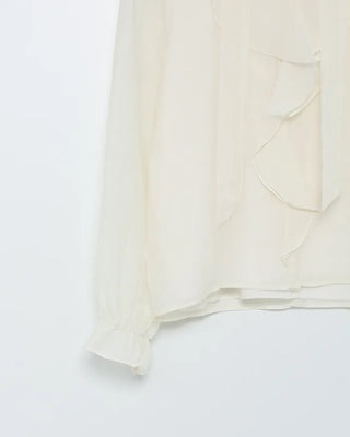 Strap V-neck shirred blouse