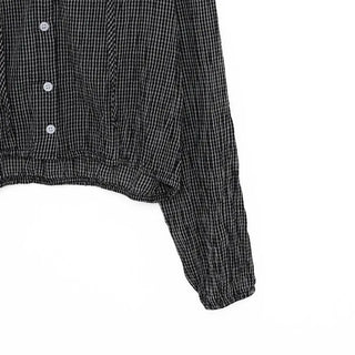 Checked string hooded shirt