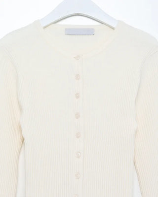 Round neck ribbed knit cardigan