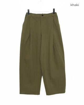 Cotton pintuck wide-leg pants