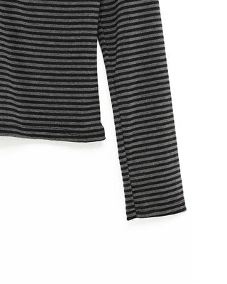 Jewel Neck Border Long Sleeve T-Shirt
