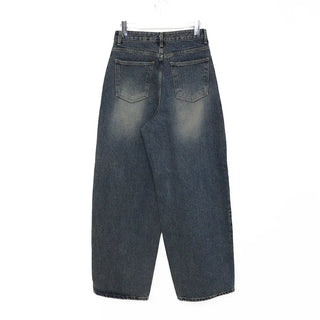 Balloon silhouette denim pants