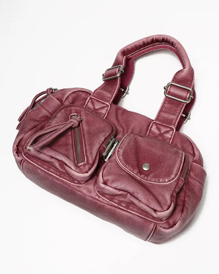 Block stitch stud vintage Boston bag