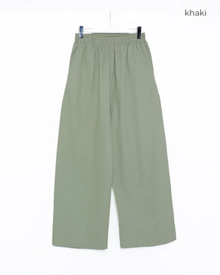 Cotton wide-leg elastic waist pants