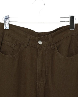 Back buckle cotton pants
