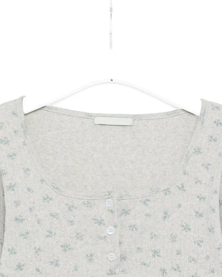 Henry Scooped Neck Flower Thermal Long T-Shirt