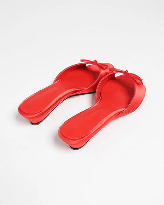 Ribbon satin open-toe sandals