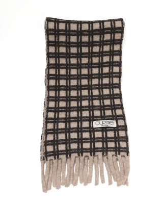 Big check fringe scarf