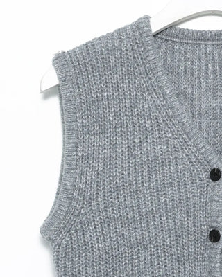 V-neck ribbed knit button vest