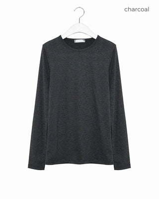 Round neck rayon long-sleeve T-shirt